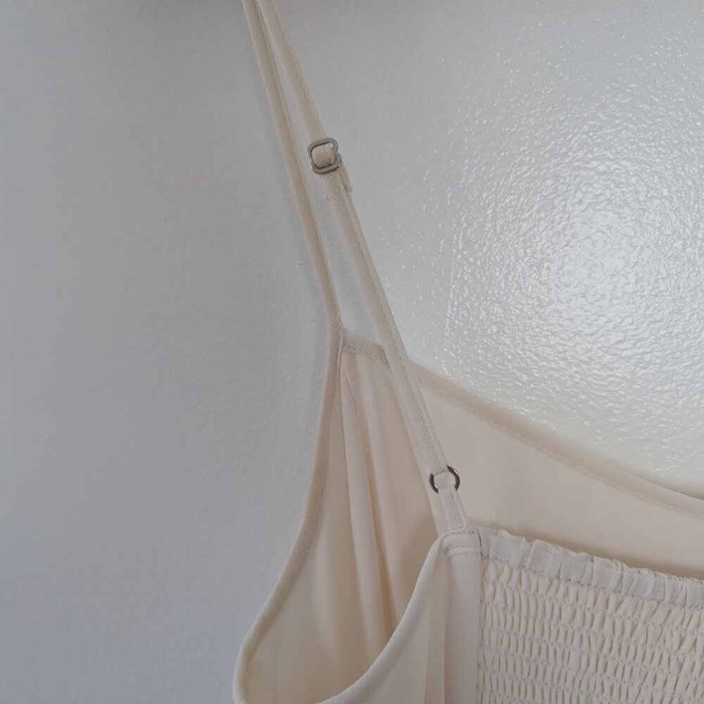 Wilfred Elegant White Spaghetti-Strap Midi Dress with Front Slit - Picture 10 of 14